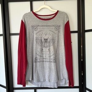 [L] Tony Hawk Skateboarding Men’s Red & Grey Baseball Style Long Sleeve Shirt